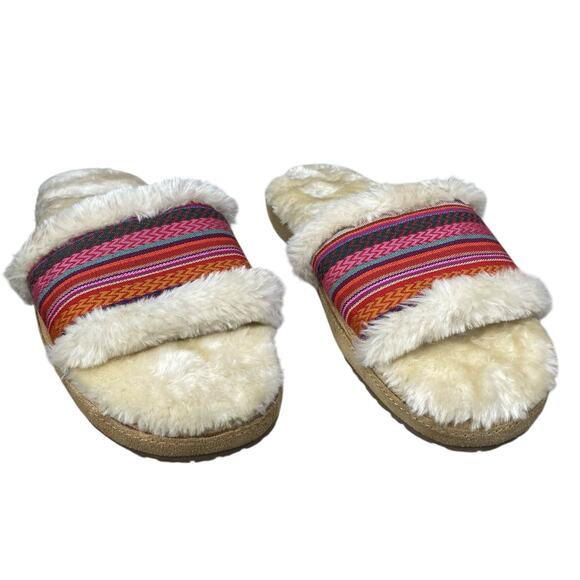 Minnetonka Women’s London Red Faux Fur Slide Slipper Size US 10 - Picture 5 of 10